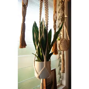 Macrame Plant Hanger - Ella - White