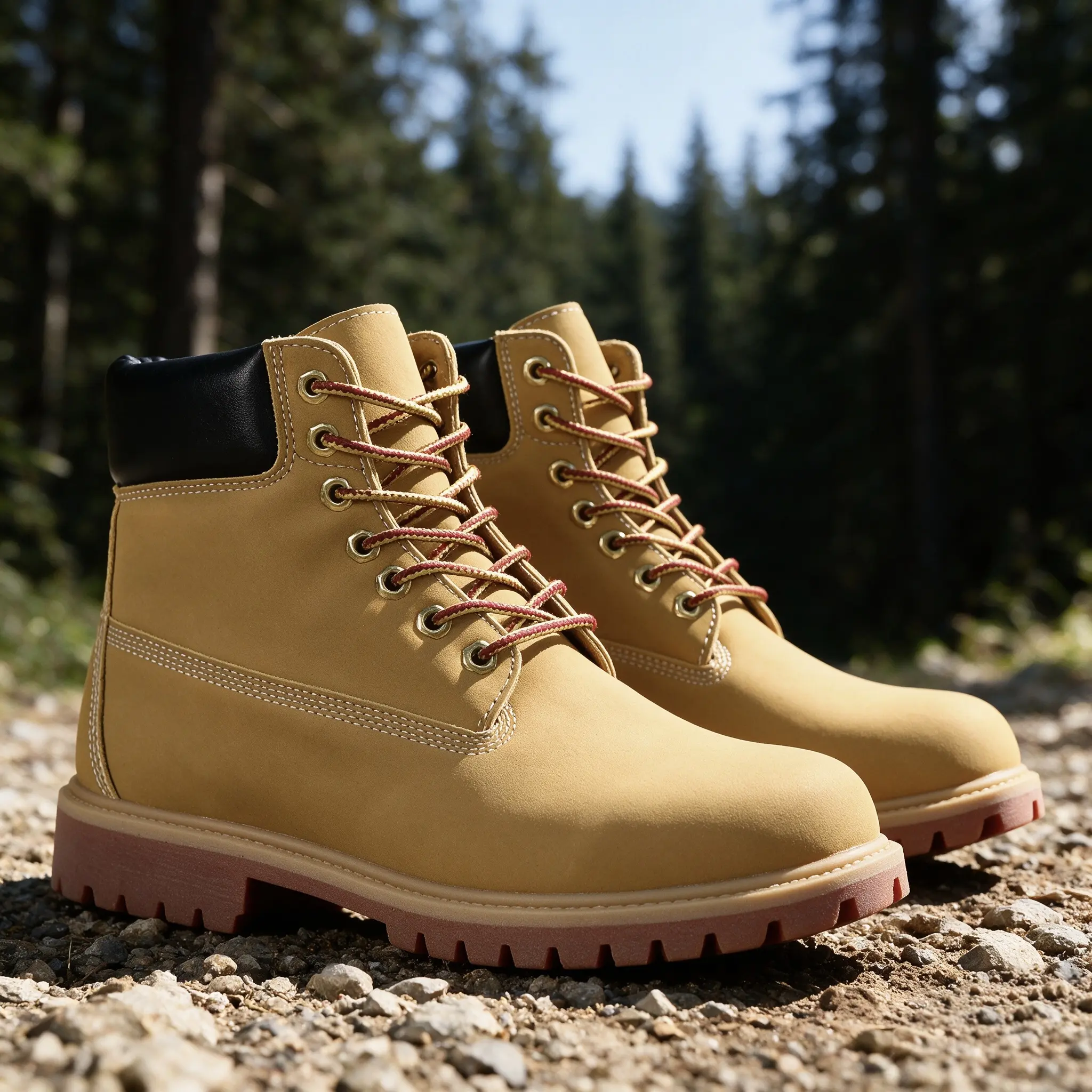 Men's Retro Golden Yellow PU Leather Lace-Up Ankle Boots - Closed Round Toe, Shock-Absorbing Thick Sole, Footwear for Outdoor Trekking & Daily Street Style Shoe Booties, Casual Use, Outdoor Look, Cuban Heel