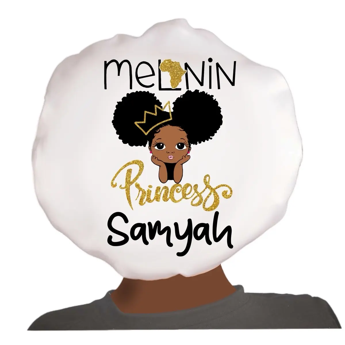 Coco Diamond Beauty Custom Satin Hair Bonnet for Women, Men and Kids Sleep-Melanin Princess