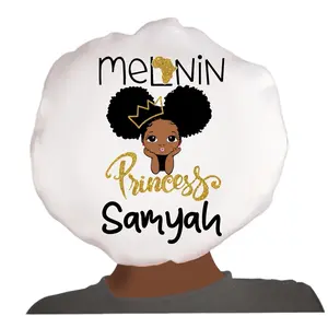 Coco Diamond Beauty Custom Satin Hair Bonnet for Women, Men and Kids Sleep-Melanin Princess