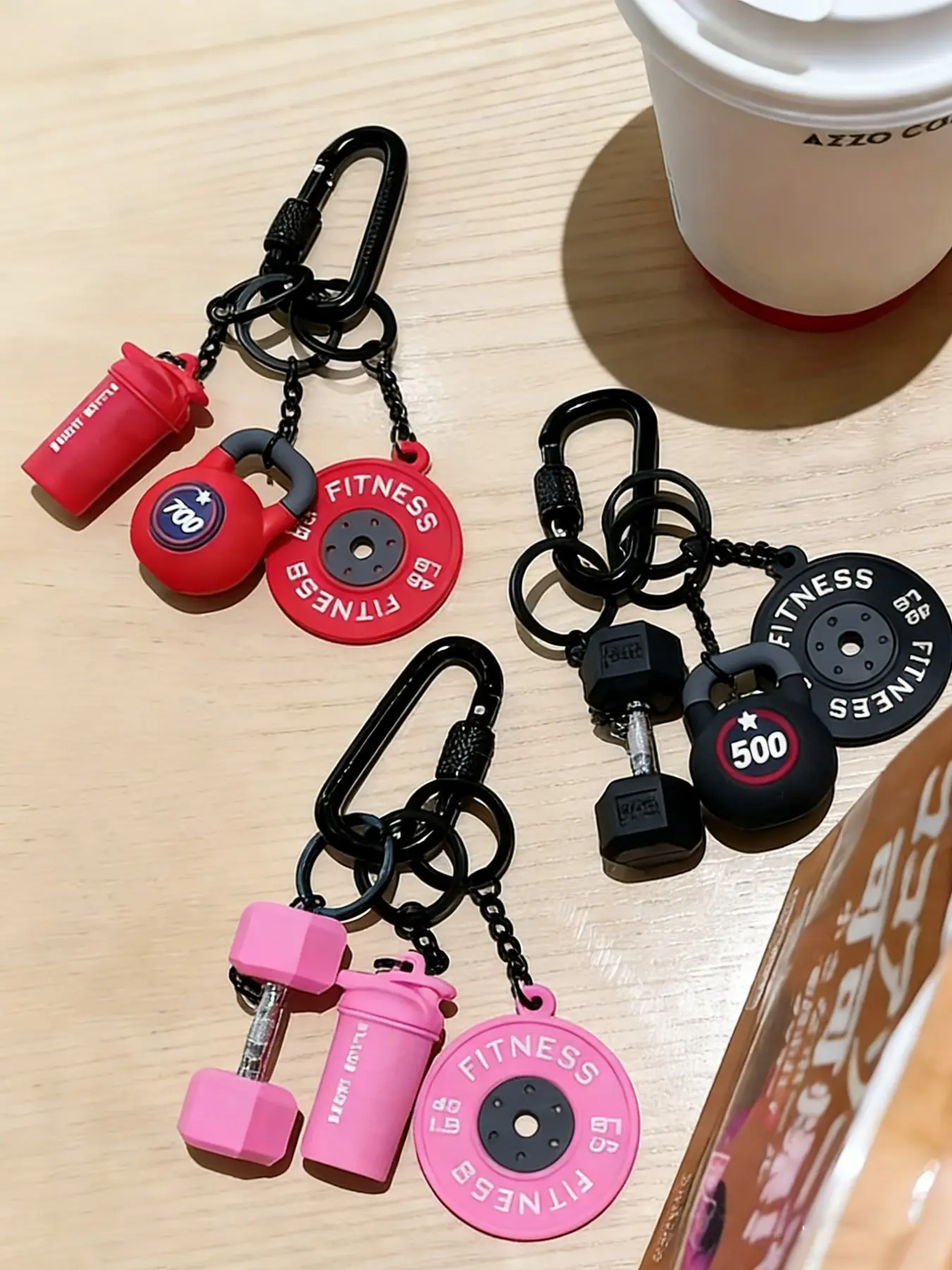Sporty Fitness Series Keychain With High-Quality Mini Dumbbells, Kettlebells, And Barbell Plate Charms For Bags. Detachable Diy Packaging Accessories For Sports And Fitness. A Fashionable Accessory For Going Out, Athletic Keychain, Stylish Keyring
