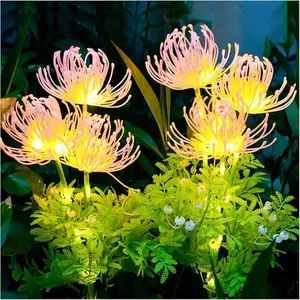 2pc Solar Lilies, 3-Head LED Lanterns, Glow Sticks, Festival Atmosphere Decor, Realistic Flower Lights, Ideal for Garden, Party, Gift