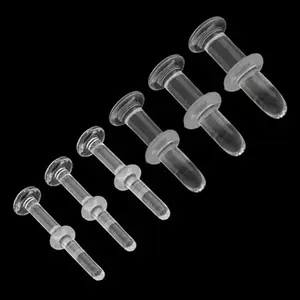 20G 18G 16G 14G 12G 10G 8G Clear Glass Piercing Retainer Flat Back Labret Stud 1/2 Inch