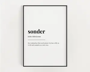 Sonder Definition Poster Prints No Framed, Gifts For Family Friend, Bedroom Wall Decor, Wall Art Home Decor, Outdoor Wall Art