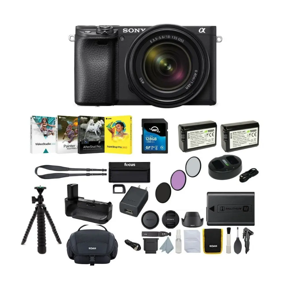 Sony Alpha a6400 Mirrorless Digital Camera with 18-135mm Lens (Black) Bundle