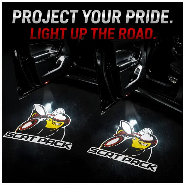 Dodge Charger Challenger LED Door Puddle Lights – SRT, Hellcat, Scat Pack, R/T Logo Projection (Pair or 4-Pack) door projection light Car Accessories Lamp