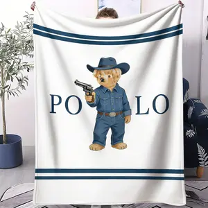 Bear printed pattern blanket, suitable for all seasons, suitable for beds, sofas, cars, room decorations, and gifts, suitable for children or adults, Cozy Throw Blanket