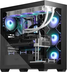 DarkFlash DS900 ATX Mid-Tower PC Case with 270° Panoramic Glass Full RGB View USB 3.0 & Type-C High-Speed I/O Up to 10 Fans 360mm Liquid Magnetic Dust Filter Easy Cable Management