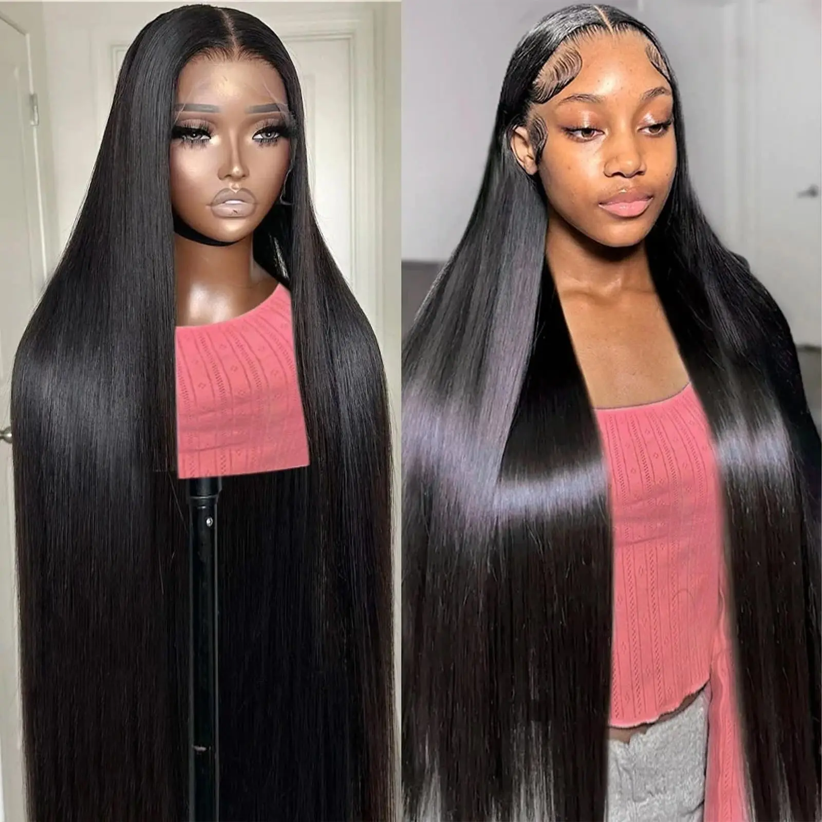 28 inch 13x6 Lace Front Wigs Human Hair 180% Density Straight HD Lace Front Wigs Pre Plucked Straight Glueless Human Hair 13x6 HD Frontal Human Hair Wig