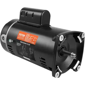 VEVOR 1 HP Pool Pump Motor, 3450 RPM High Speed, 115V (9.0 Amps)/ 230V (4.5 Amps), 90F/250V Capacitor, 1.25 SF, CCW Rotation, 56Y Square Flange Replacement Motor for Swimming Pools, Spa CentersVEVOR Super Brand Day
