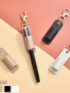 4 Pcs Leather-Like Pen Holders, Vintage Notebook Pen Holder, Office Supplies, Stainless Steel Clip, School & Office Accessories