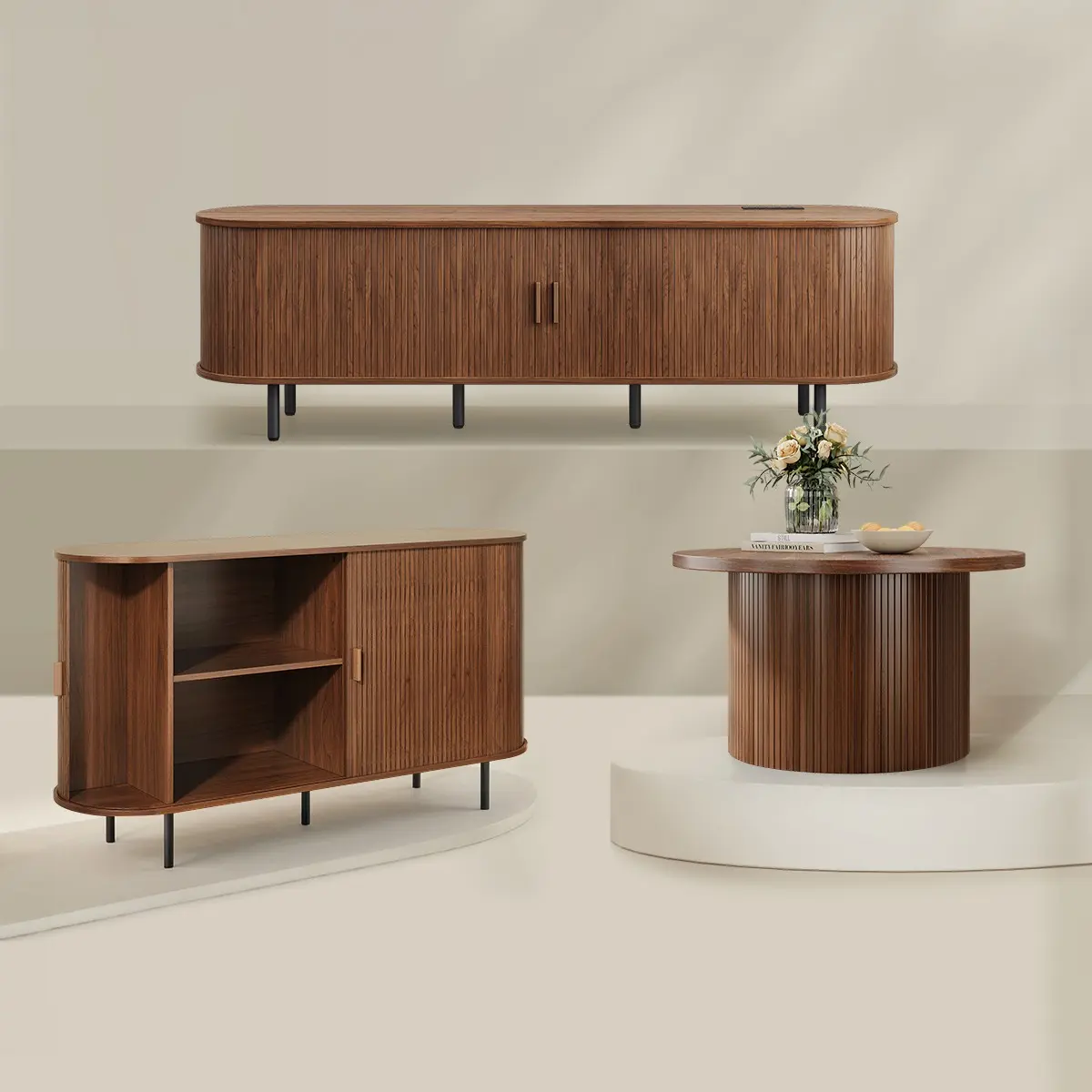 63"TVStand&31.5"CoffeeTable&40"BuffetCabinet