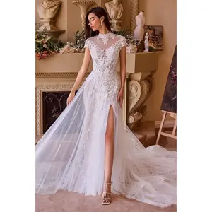 Andrea And Leo -WL035 High Neck Laced Tulle Bridal Dress