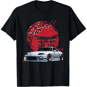 Mens JDM Car Tuning Skyline Graphic T-Shirt - Japanese Domestic Market, Natural Cotton, Fashion Short-Sleeve Menswear Tee