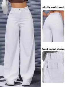 Classic Stylish High-Waisted Wide-Leg Loose Denim Jeans, Women Versatile Non-Stretch Pants Fit for Everyday Wear, Timeless Fashion Essential