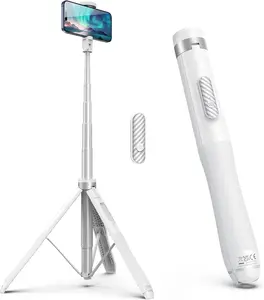 53.5" White Phone Tripod for , Selfie Stick Tripod with  Remote, All-in-One  Phone Stand for 4-7  and Android Smartphones, White