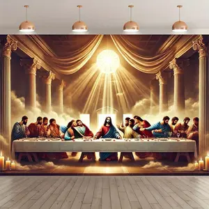1pc The Last Supper Tapestry - Durable Polyester Photography Backdrop with Vivid Religious Artwork, Indoor/Outdoor Party Decor for Holidays, Birthdays, Studio Props - No Electricity Needed
