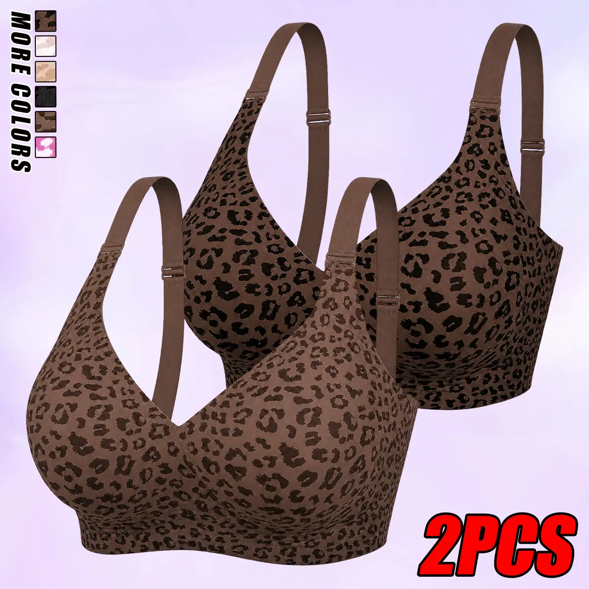 JOGWAVE Women's Leopard Printed Pattern 2-Piece Lingerie Set - Nylon Elastane Underwear for Women, Comfortable Stylish Design, Suitable for Sports & Everyday Wear