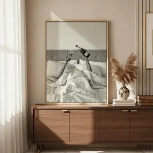 Bedside Champagne Black & White Poster Sticky Waterproof Wall Art – High-Definition, Durable & Easy-to-Apply Print for Home, Bedroom & Living Room Décor – Trendy, Aesthetic Room Decoration in Multiple Sizes – Perfect Gift