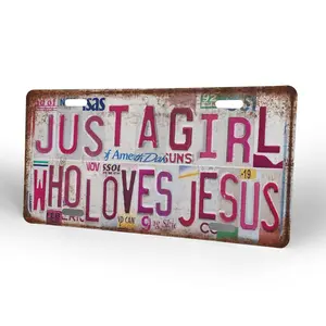 Vintage Metal License Plate Tin Sign, Girl Cave Wall Decor - Jesus-Themed Home Plaque for Christian Enthusiasts,SummerVibes,SummerWins,DealsForYouDays