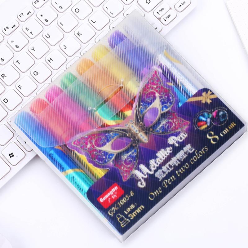 Guangna 12-color pastel hand account pen, color-changing gel glitter pen, fluorescent hand account pen, liquid highlight gel pen