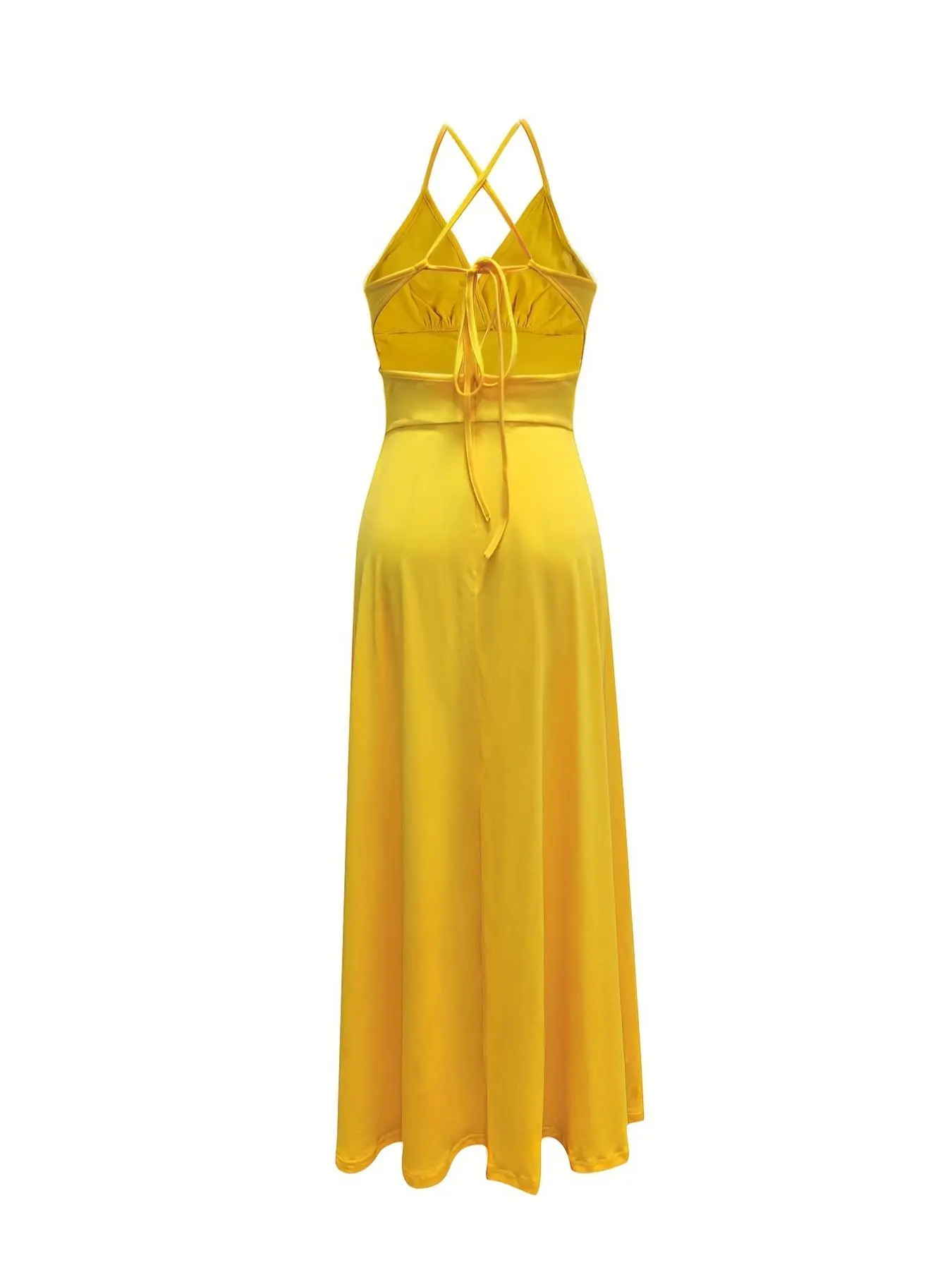 Women's Plain Fitted Criss Cross Backless Split Thigh Spaghetti Strap Cami Dress, Elegant Style Tie Back Ruched Sleeveless Long Dress for Party Holiday Wedding Guest, Ladies Summer Clothes Womenswear - TikTok Shop Women's Plain Fitted Criss Cross Backless Split Thigh Spaghetti Strap Cami Dress, Elegant Style Tie Back Ruched Sleeveless Long Dress for Party Holiday Wedding Guest, Ladies Summer Clothes Womenswear - TikTok Shop