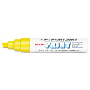 Uni-Ball UBC Broad Chisel Tip Permanent Marker, Yellow