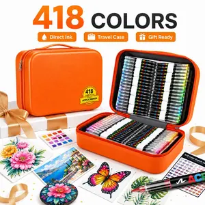 418 Colors Acrylic Marker Pen Set, Suitcase Design, Portable, No Press, Ideal for Students, Art, Craft, Card Making, Stone, Wood, Plastic, Canvas