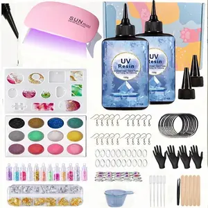 UV Resin Jewelry Making Kit, 132 Pieces, Nail Art Set, Includes 200g UV Resin and LED Lamp, DIY Crafts, Keychains, Earrings, Holiday Gift