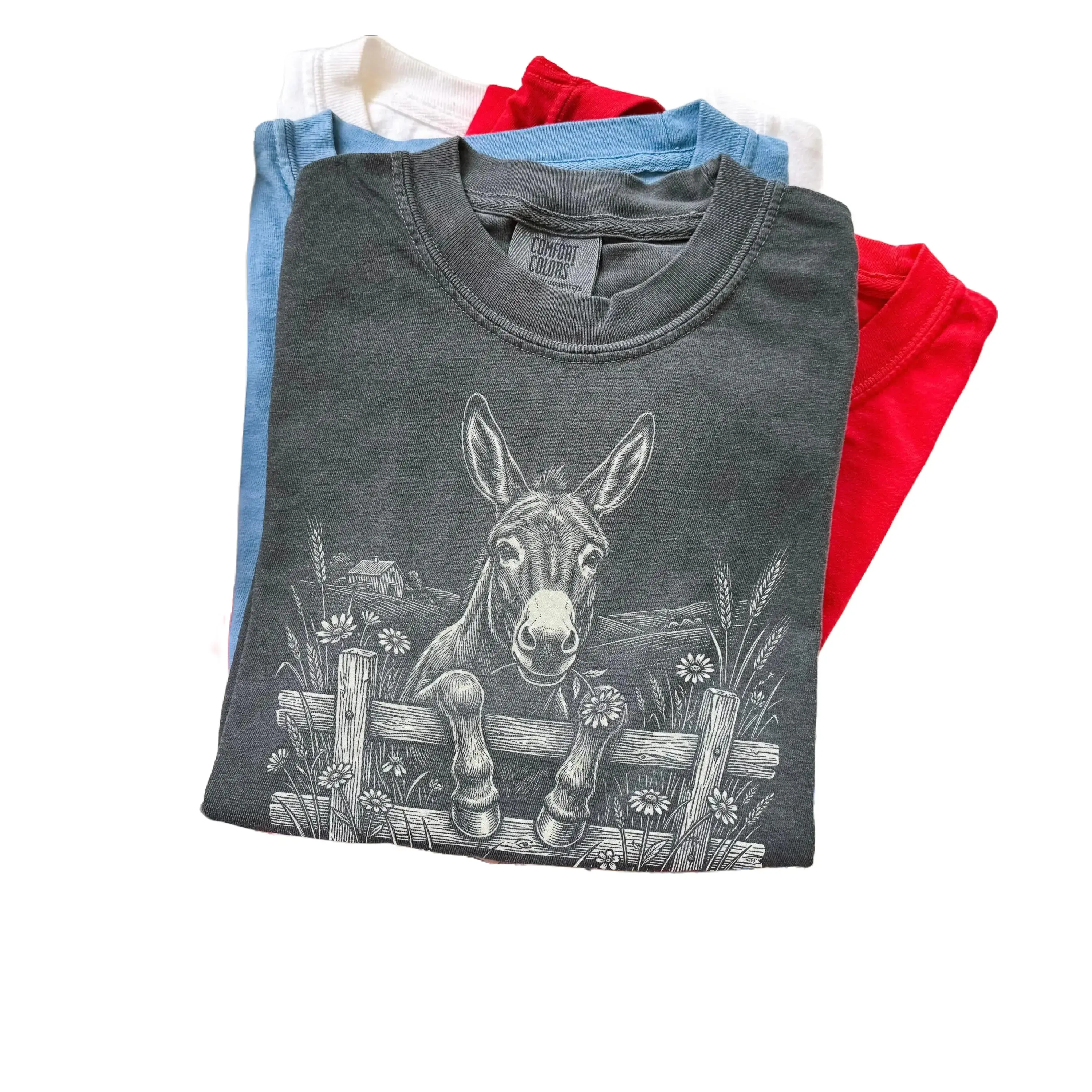 Vintage Donkey Farmhouse Graphic Tee, Donkey Lover Gift, Comfort Colors Farm Shirt, Rustic Animal Lover, Cottagecore Country Life Gift