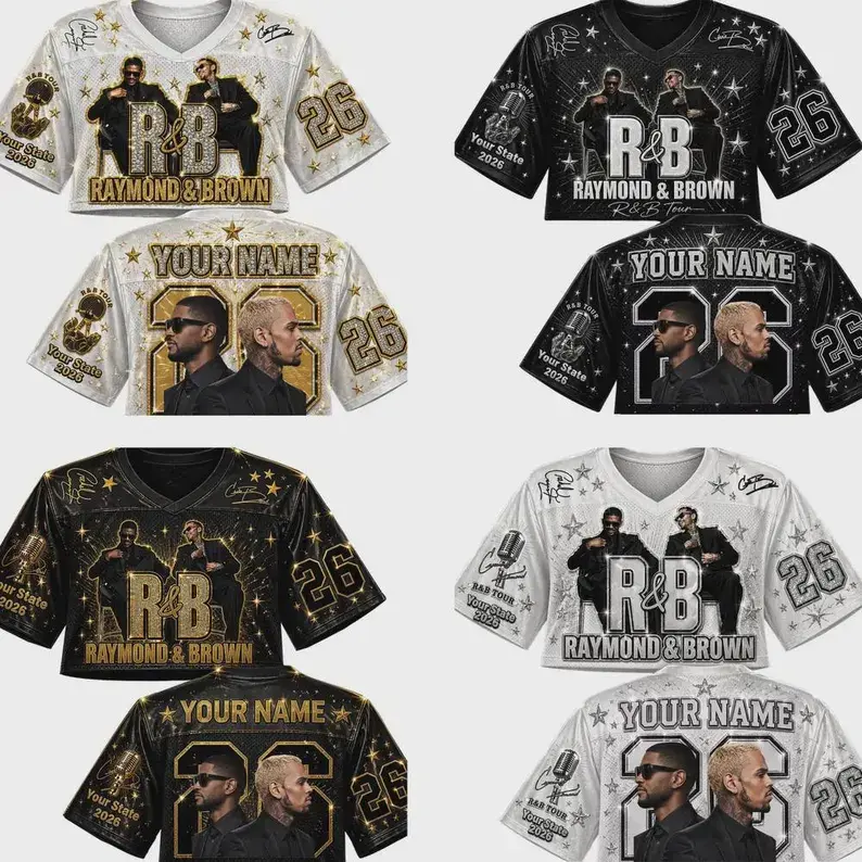 Custom R&B Tour 2026 Glitter Crop Top Jersey, Personalized 3D Concert Crop Jersey, Vintage Music Festival Shirt, Women's Sleeveless Sports Top, Music Lover Gift, Concert Outfit