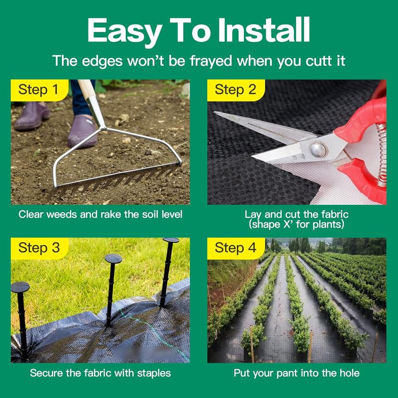 4ft x 115ft weed barrier landscape fabric premium heavy duty woven garden ground cover weed block control mat cloth for gardening planting farming landscaping flower bed driveway