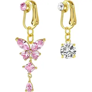 Fake Belly Ring Clip on Button Rings Piercing Earrings