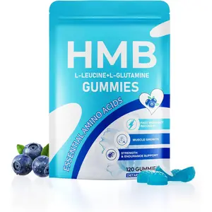 HMB & L-Leucine Gummies for Muscle Growth Strength & Workout Support, Amino Acid Supplement for Men & Women, Sugar Free Non-GMO, 120 Count