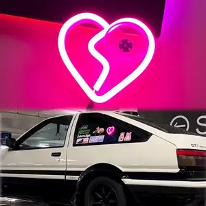 Blueshyhall Car LED Ambient Light, Triangle or Back Window Light, Interior Atmosphere Lighting for Car Sign Decor, Bedroom, Party (Pink Broken Heart Pattern)