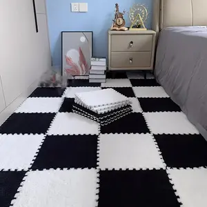 Velvet spliced mats for bedrooms, square educational foam floor mats, anti-slip bedside mats for living rooms, and cuttable DIY decorative floor mats