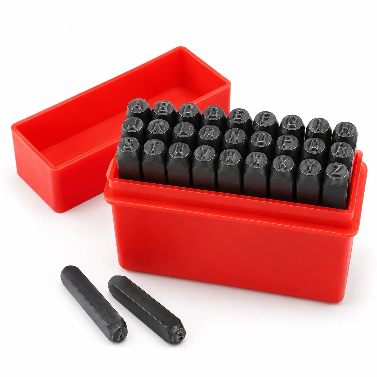 A-Z Alphabet Metal Stamp Set, 26Pcs Letter Punch Stamps with Red Storage Case for Jewelry Making, Metal Stamping, Charms and Pendants