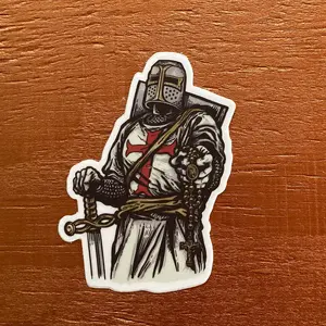 Rosary Crusader Vinyl Sticker | Spiritual Christian Art Decal for Water Bottles, Phones, and Planners