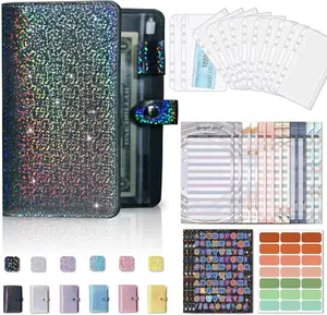 A6 Budget Binder with 12pcs Zipper Envelopes Money Organizer for Cash Stuffing Savings Budgeting Book Planner Wallet Bill Pouches & Expense Sheets