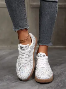 New Leopard Print Color Casual Flat Board Shoes, Versatile Fashion Sporty Women's Sneakers, Trendy Cross-Border Export Footwear, Sports Shoes, Durable Sneakers