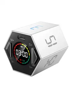 Ticktime Pomodoro Timer, Productivity Timer Cube, 3/5/10/15/25/30 Min Presets, Custom Countdown & Stopwatch 1S–99M59S, Sound/Vibration/Silent, Magnetic, Rechargeable, for ADHD Study Work, Gray PIHEN