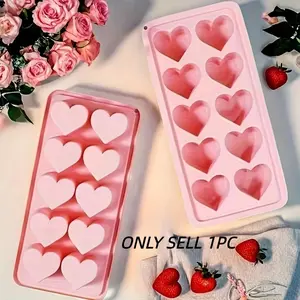 Heart-shaped silicone ice cube mold, Ice Molds, versatile mold for chocolate, pudding, perfect for Valentine's Day, essential kitchen items, refrigerator safety, durable and easy to clean. Ideal for romantic desserts