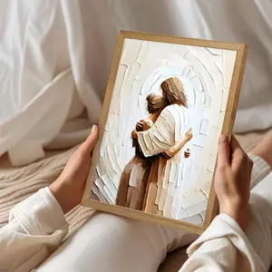 Margaret Moreau Artistic Christian Print Poster - Jesus Embracing a Woman Wall Art, Modern Healing Embrace Artwork, God & Girl Decor for Living, Prayer & Bedroom Spaces with Bedroom & House Decor Accents, Bedroom Decor