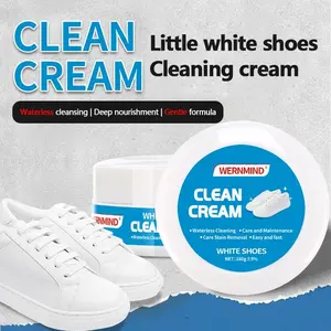 160g White Shoe Cleaner Cream, Stain Removerfor Sneakers, No-Wash Formula, Fast Cleaning With Sponge Included, interior Decoration Compatible