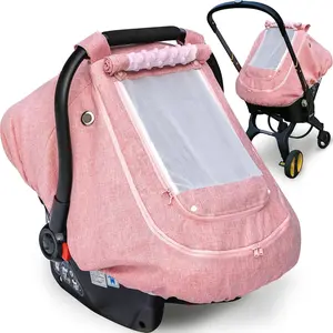 Waterproof Baby Car Seat Cover, Patented Pink Cold Weather Carseat Cover for Babies,Infant Car Seat Cover Canopy for Girls, Windproof Car Seat Canopy for Girls, Keeps Babies Warm and Cozy