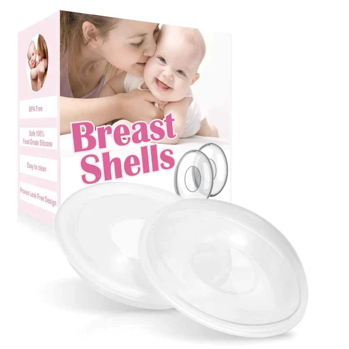 2-Pack BPA-Free Breast Shells, Protective Cups for Breastfeeding and Nursing Mothers - Collects Breast Milk & Protects Sore Nipples