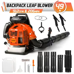 Professional-Grade 80cc 2-Cycle Gas-Powered Backpack Leaf Blower — Delivering up to 912 CFM, 206 MPH, and 7000 RPM. Features a Cruise Control System. A High-Performance Blower Ideal for Snow Removal and Rapid Yard & Lawn Cleanup.