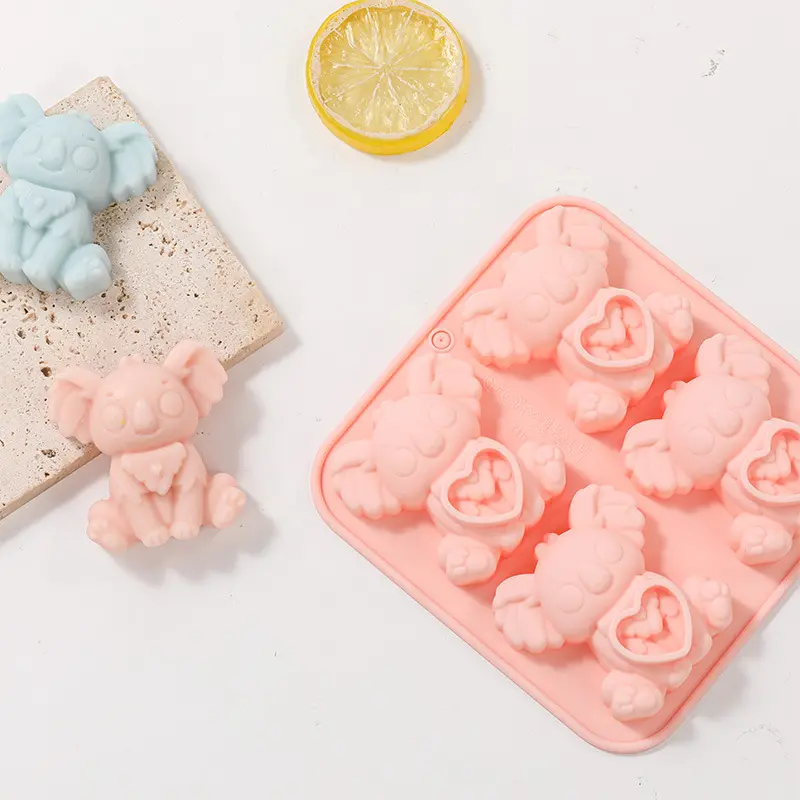 4-piece koala animal series chocolate mousse food-grade silicone mold, easy-release baking mold, ice cube mold, milk jelly mold, suitable for parent-child baking,parent-child baking, creative mold, chocolate molds, Kitchenware, Home