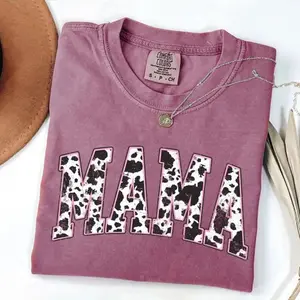 Comfort Colors Mama Cow Western T-shirt, Mother's Day Tee, Women Favorite Top, Apparel, Today Shirts, Summer Outfits - LORA ATCHER