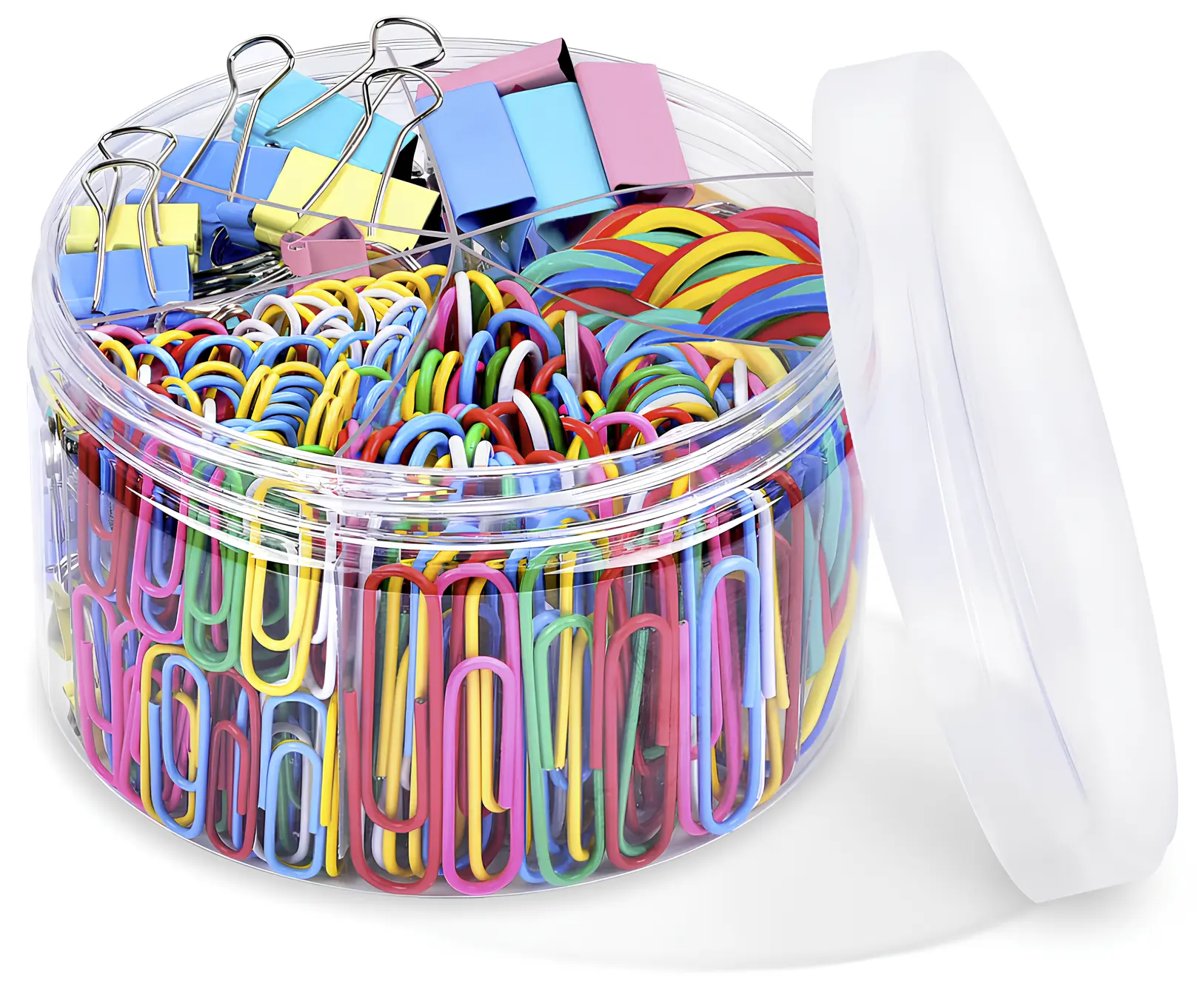Binder Clips Paper Clips, 300pcs Colored Office Clips Set with Paper Clamps Paperclips Rubber Bands for Office and School Supplies, Assorted Sizes
